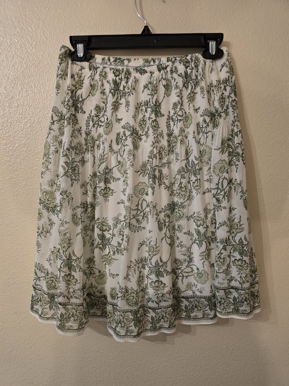 Max Studio White Skirt with Green Floral Print